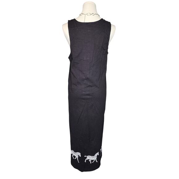 Vtg 90s Y2k TY Original Black White Zebra Cotton Maxi Side Slit Tank Dress M - Picture 6 of 7